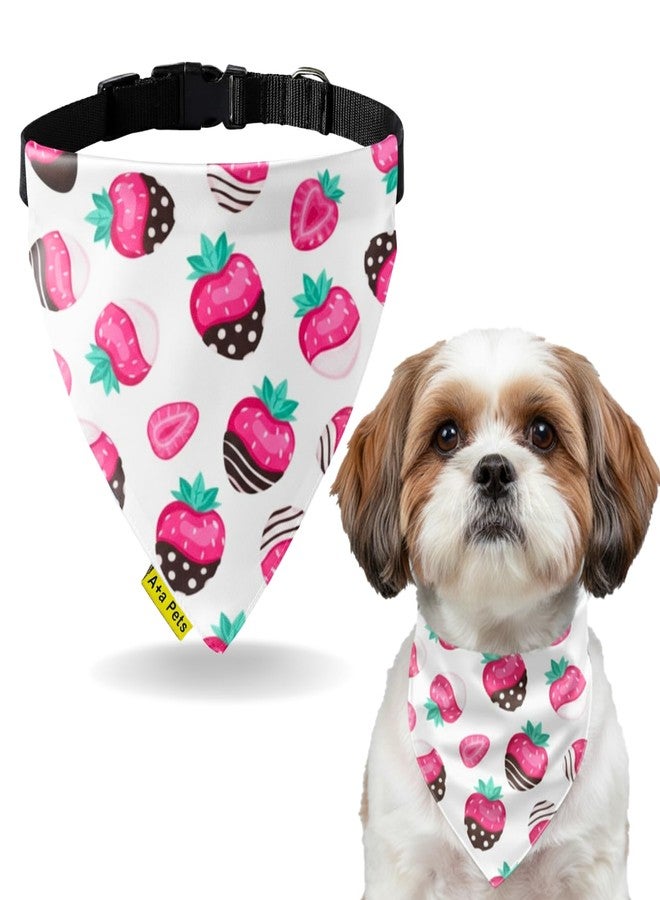 A+a Pets' Soft & Stylish Pet Scarf with Buckle for Puppies and Cats | Adjustable, Cozy, and Fashionable (Strawberry, M) - Image 1