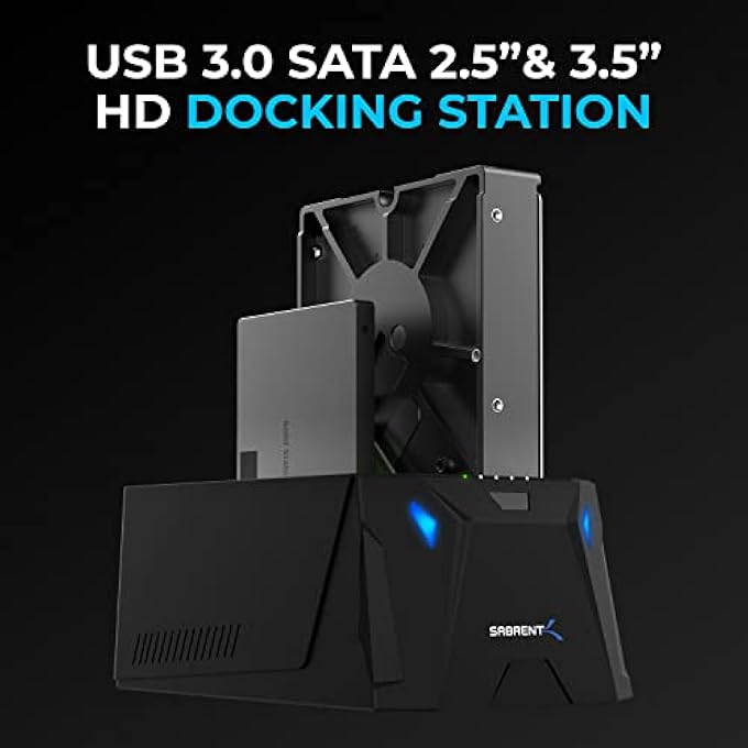 SABRENT USB 3.0 TO SATA I/II/III DUAL BAY EXTERNAL HARD DRIVE DOCKING STATION FOR 2.5 OR 3.5IN HDD, SSD WITH HARD DRIVE DUPLICATOR/CLONER FUNCTION [20+TB SUPPORT] (EC-HD2B) - Image 2