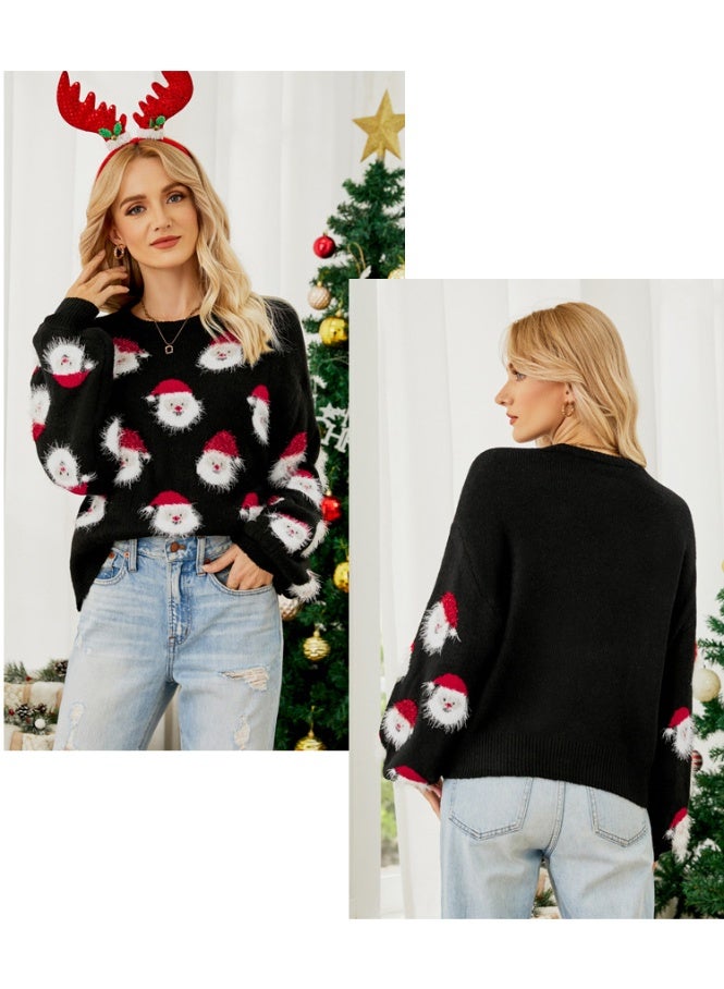 NIBEMINENT Winter Women's Knitting Christmas Sweaters Santa Claus Print Warm Soft Knitwear New Year's Costume Xmas Party Wear Pullover - Image 2