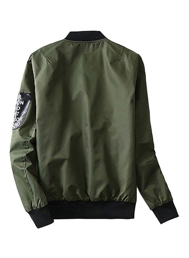 NIBEMINENT Wind Breaker Long Sleeve Bomber Jacket Green - Image 2