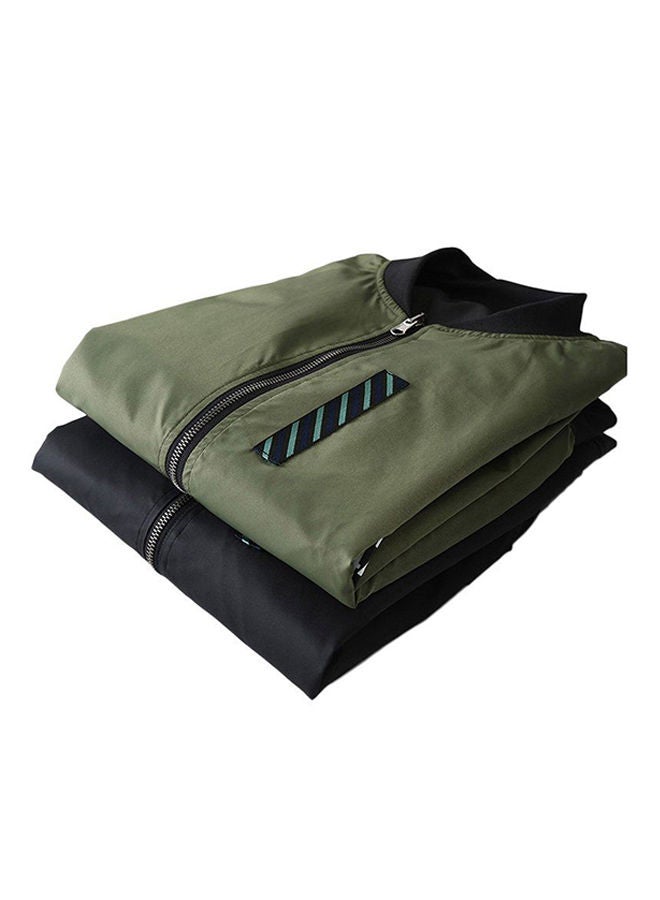 NIBEMINENT Wind Breaker Long Sleeve Bomber Jacket Green - Image 3