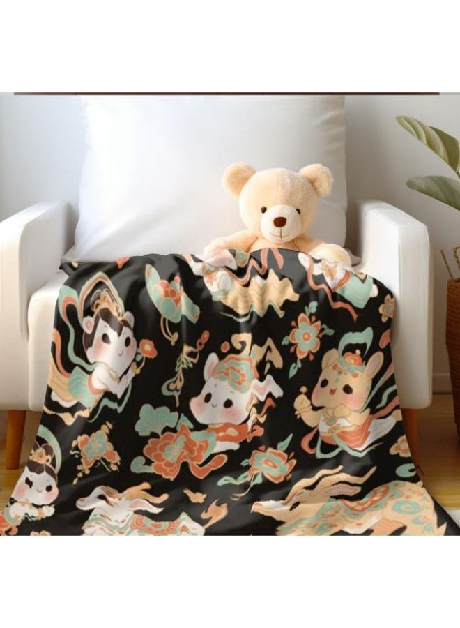 عام بطانية رقيقة من الفانيلا الكرتونية للأطفال والرضع (دافئة ومريحة، ومناسبة للنوم والألعاب) 70 سم * 100 سم - Image 1