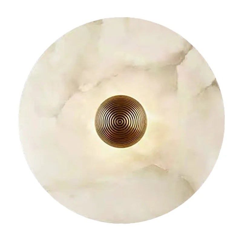 مصباح حائط دائري من الرخام، ذهبي، LED - Image 1