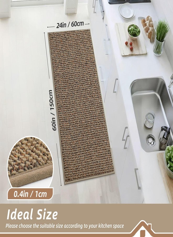 BEQHAUSE Kitchen Rugs and Mats,Non Skid Washable Absorbent Kitchen Runner Rug with TPR Backing for Kitchen,Front of Sink,Laundry (Beige,24"x60") - Image 2