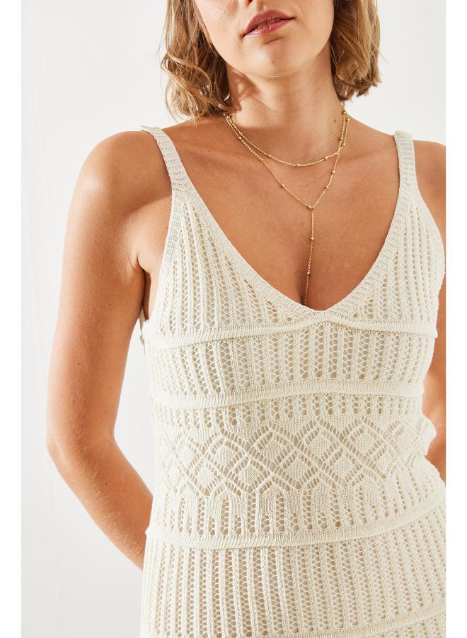 جينجر فستان شاطئ كروشيه بياقة على شكل حرف - Image 4