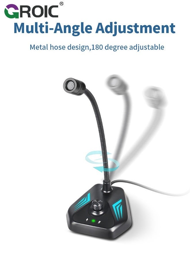GROIC USB Computer Microphone, Microphone with Adjustable Gooseneck, Plug and Play RGB Gaming Compatible PC, Laptop, Desktop - Image 5