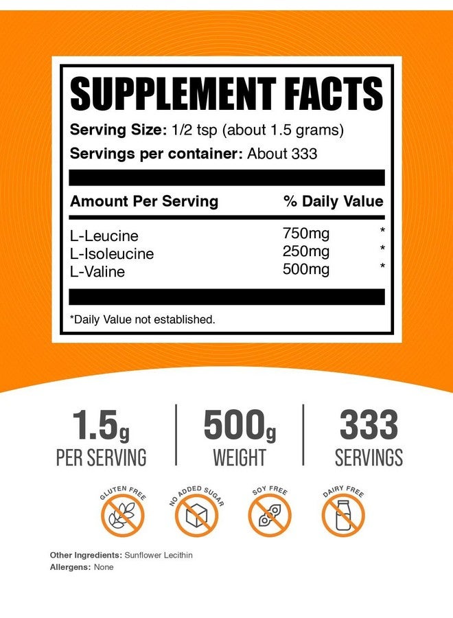 بالك سابلمنتس مسحوق BCAA 3:1:2 من BulkSupplements.com - أحماض أمينية متفرعة السلسلة، مكملات BCAA، مسحوق BCAA - مسحوق أحماض أمينية BCAAs، بدون نكهة، 1500 ملغ لكل حصة - 333 حصة، 500 غرام (1.1 رطل) - Image 2