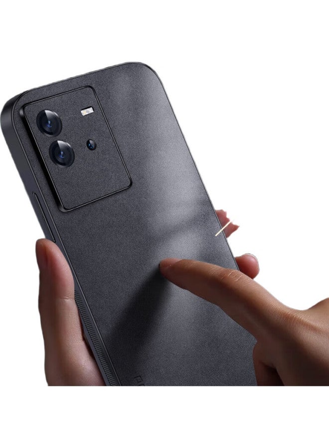 Shangsu, Suitable For Iqoo Neo 6 Phone Case, Vivo Iqoo Neo 6 Protective Cover, Shockproof, Full Lens Protection, Soft Shell, Simple Luxury, Lambskin Silicone Outer Case, For Women And Men, Leather Case, Black - Image 3