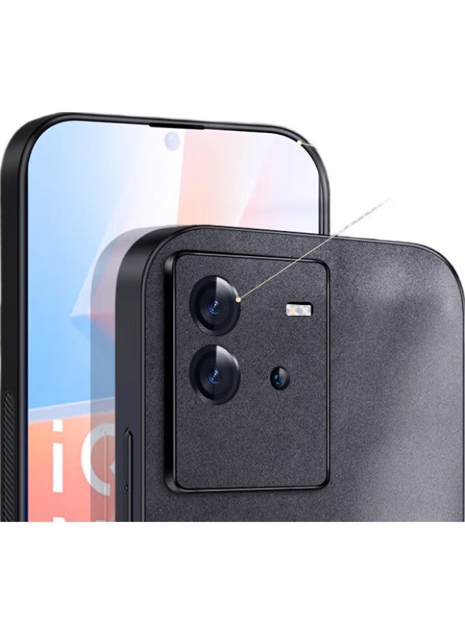 Shangsu, Suitable For Iqoo Neo 6 Phone Case, Vivo Iqoo Neo 6 Protective Cover, Shockproof, Full Lens Protection, Soft Shell, Simple Luxury, Lambskin Silicone Outer Case, For Women And Men, Leather Case, Black - Image 1