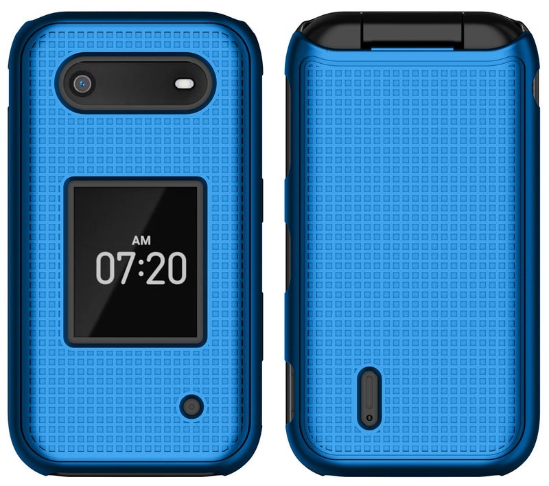 Nakedcellphone حافظة لهاتف نوكيا 2760 2780 القابل للطي، غلاف واقي رقيق من Nakedcellphone مع نسيج شبكي لهاتف Tracfone N139DL، TA-1398، TA-1451، TA-1420 - أزرق كوبالت - Image 3