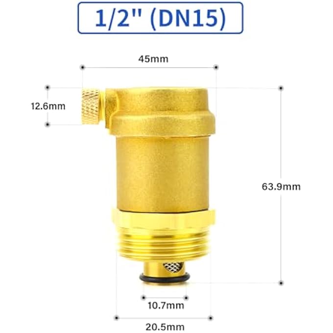 1PCS BRASS AUTOMATIC AIR VENT VALVE, 1/2" BSP AIR RELEASE VALVE BLEED AIR IN HEATING SYSTEM FOR SOLAR WATER HEATER AND HVAC SYSTEM - Image 3