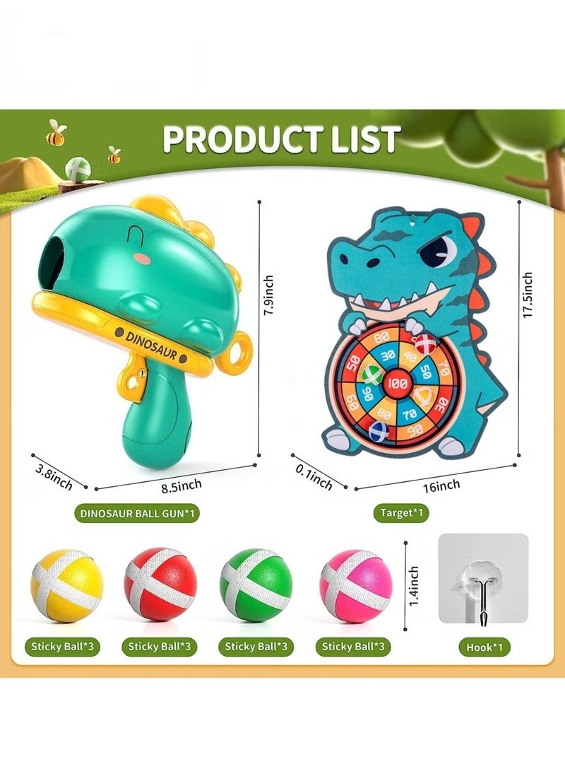 VarioNest Kids Dinosaur Dart Board with 12 Sticky Balls, Gun Shooting Toy Target Game, Indoor Outdoor Competitive Games, Birthday Gifts For Children - Image 2