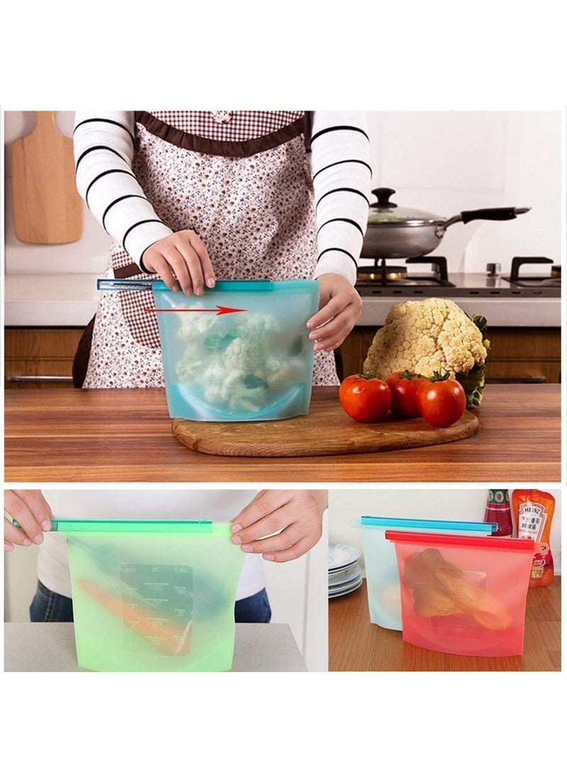 Mobhada - Mobhada Silicone Reusable Storage Container, Organizer, Preservation Leakproof Ziplock Bag for Food, Snack, Vegetable, Meat for Fridge and Microwave Also (1000 ML- Pack of 2) (2) - Image 1