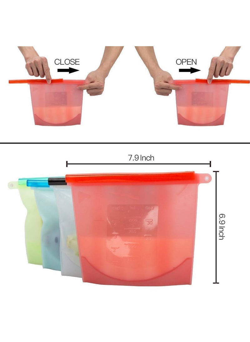 Mobhada - Mobhada Silicone Reusable Storage Container, Organizer, Preservation Leakproof Ziplock Bag for Food, Snack, Vegetable, Meat for Fridge and Microwave Also (1000 ML- Pack of 2) (2) - Image 1