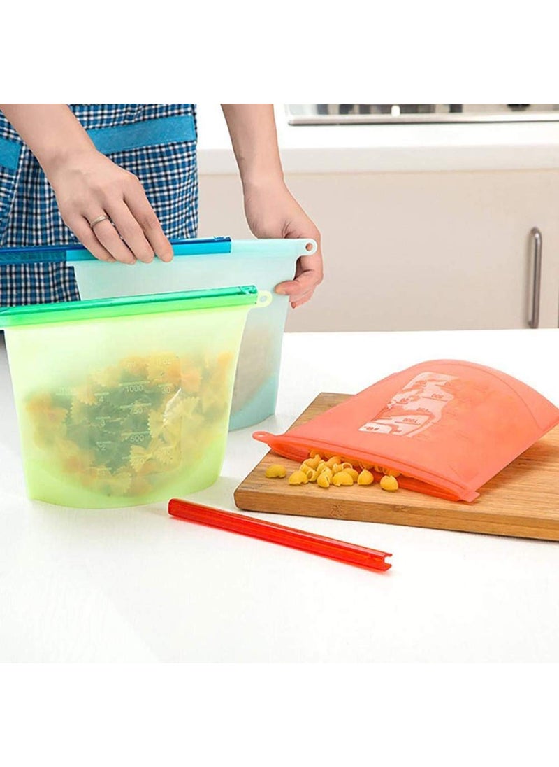 Mobhada - Mobhada Silicone Reusable Storage Container, Organizer, Preservation Leakproof Ziplock Bag for Food, Snack, Vegetable, Meat for Fridge and Microwave Also (1000 ML- Pack of 2) (2) - Image 1