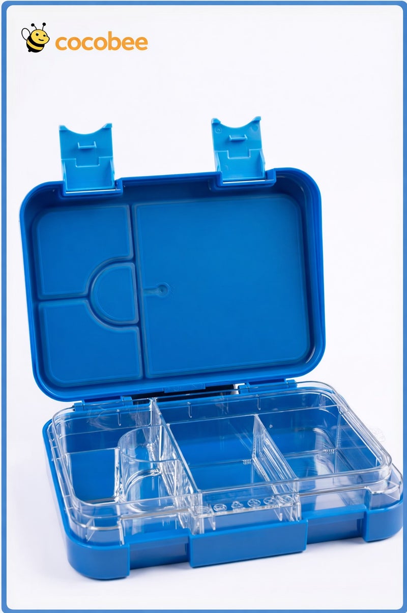 Cocobee Bento Lunch Box, 6 Adjustable Compartments - Blue - Image 1