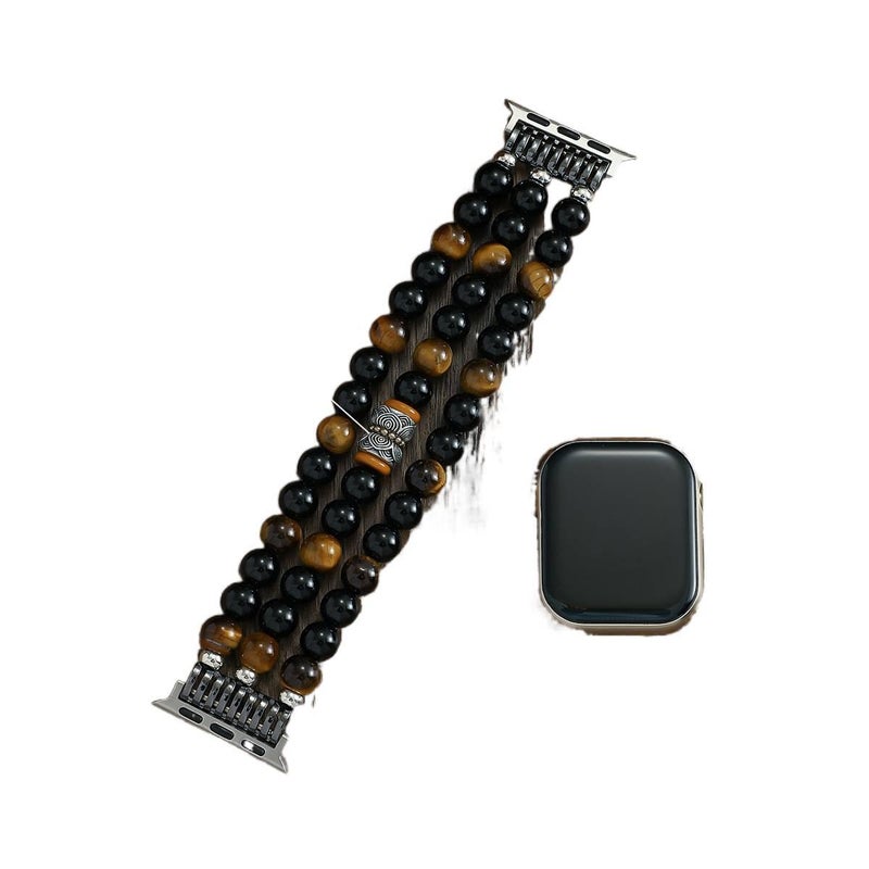Black Resin Bracelet Strap Smartwatch Band Compatible with Apple Watch with Adjustable Fit Replacement Strap for Daily Wear - Image 1