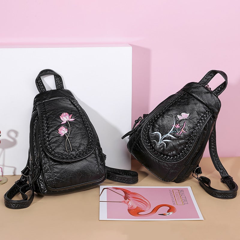 Small Backpack Multifunctional Chest Bag Shoulder Bag New Pu Soft Leather Backpack Korean Style Fashion Women'S Backpack - Image 4