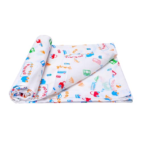 BUMSIES Swaddle for Babies -100% Muslin Cotton Soft 2-Layer Swaddle/Blanket/Multipurpose Wrap for New Born Baby Girl & Boy 90X90 cm, 0-6 Months, Set of 2, Elephant & Traffic Print - Image 4