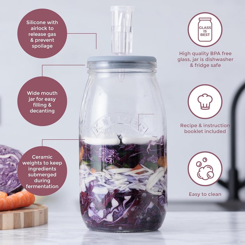 Kilner 3L Fermentation Set with Silicone Lid and Accessories - Image 4