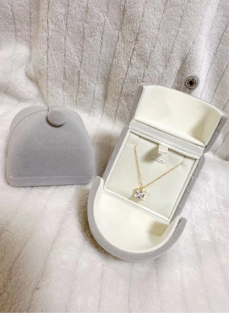 سنسيب قلادة سوليتير أنيقة 1 قيراط من تشيكوسلوفاكيا - مطلية بالذهب عيار 14 قيراط على فضة استرلينية 925، مقاس 18 بوصة للنساء - اختيار مثالي للهدايا مع صندوق هدايا فاخر - Image 4