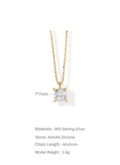 SYNSYB Elegant 1ct CZ Solitaire Pendant Necklace - 14K Gold Plated on 925 Sterling Silver, 18 inch for Women - Perfect Gift Choice with Luxury Gift Box  - Image 4