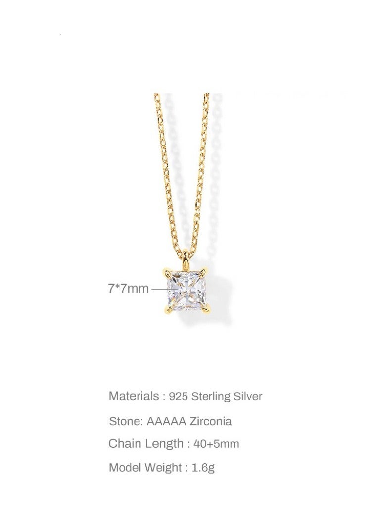 SYNSYB Elegant 1ct CZ Solitaire Pendant Necklace - 14K Gold Plated on 925 Sterling Silver, 18 inch for Women - Perfect Gift Choice with Luxury Gift Box  - Image 4