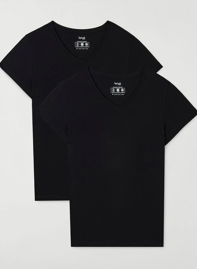 سبلاش فيڤ V-neck T-shirt with Short Sleeves