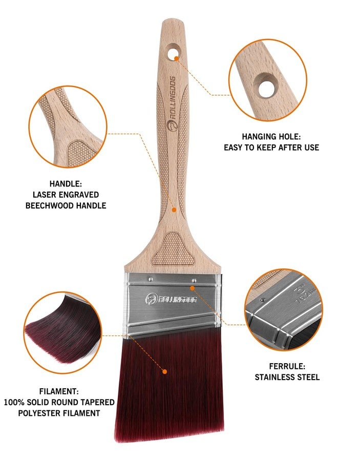 ROLLINGDOG 3" Angular Paint Brush - Tapered Polyester Filament Great for Smooth Painting, Ceiling Cutting in,Trimming - Image 3