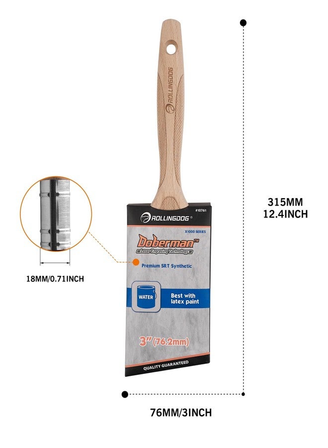 ROLLINGDOG 3" Angular Paint Brush - Tapered Polyester Filament Great for Smooth Painting, Ceiling Cutting in,Trimming - Image 2