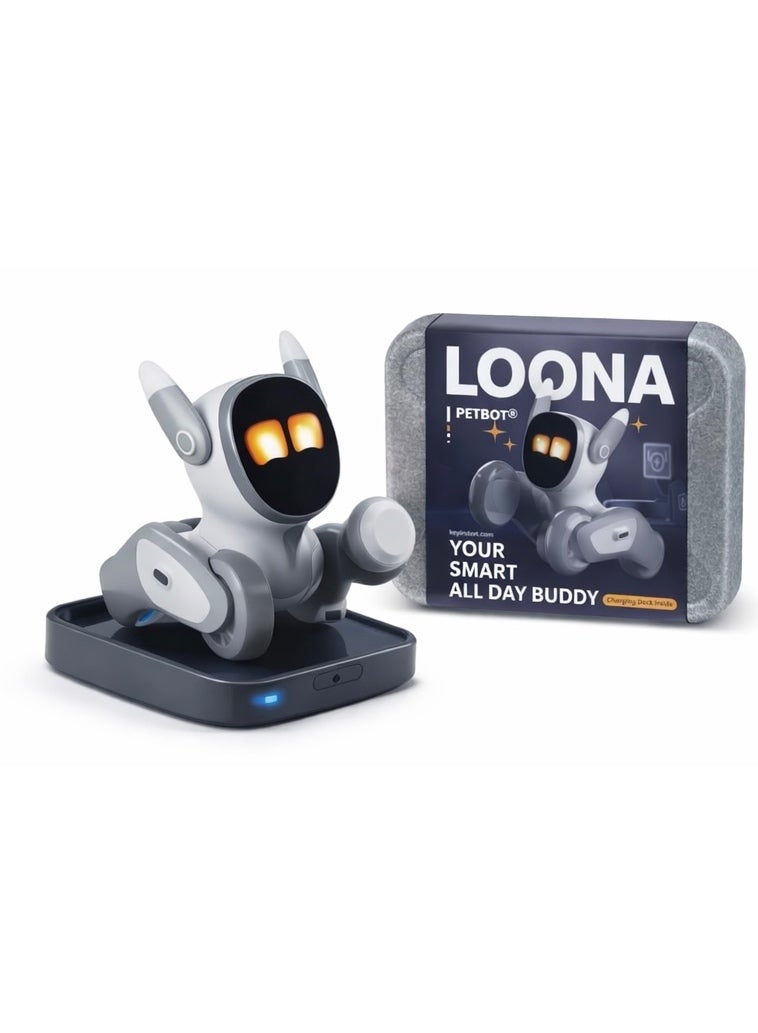 Loona Smart AI Pet Robot with Charging Dock | Voice Control | Interactive Companion | Rechargeable | Grey - Image 1