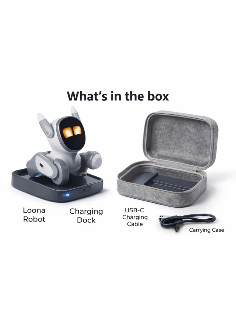 Loona Smart AI Pet Robot with Charging Dock | Voice Control | Interactive Companion | Rechargeable | Grey - Image 4