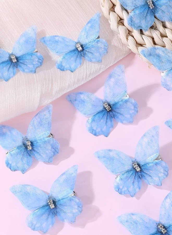 تايك تو Pack of 10 - Girls Rhinestone Embellished Butterfly Hair Accessories