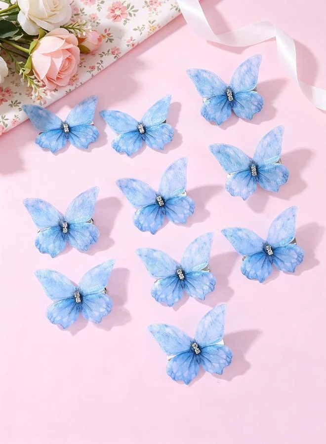 تايك تو Pack of 10 - Girls Rhinestone Embellished Butterfly Hair Accessories