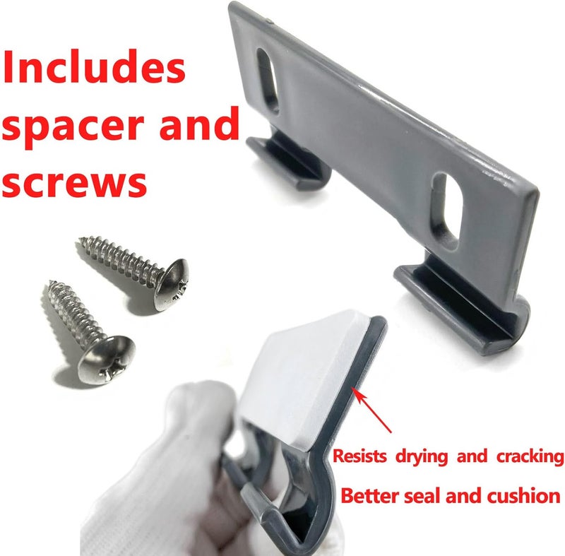 auaurly 2 PCS Gray Plastic Shower Door Bottom Hook Guide with Spacer,2" Hole Center Spacing,M 6191 Panel Guide Clip - Image 3