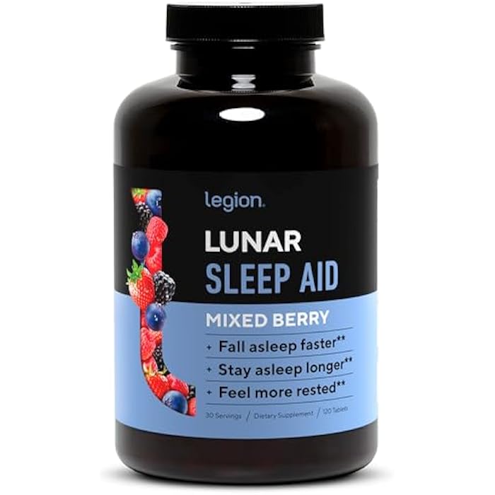 LEGION Lunar Natural Sleep Aid Chewable Tablets with Melatonin, L-Glycine, 30 Serving - Image 1