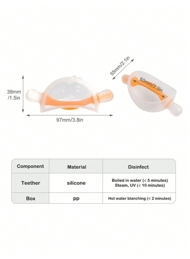 بيبي لاند قطعتان من عضاضات الأطفال، عضاضات ناعمة من السيليكون، ألعاب تسنين للأطفال، ألعاب تسنين للأطفال من السيليكون الآمن غذائيًا، عضاضة عضوية، ناعمة وآمنة للمضغ، تسكين آلام الأطفال، ألعاب مضغ مهدئة، ألعاب سيليكون سائلة قابلة للغلي (أخضر/برتقالي) - Image 2