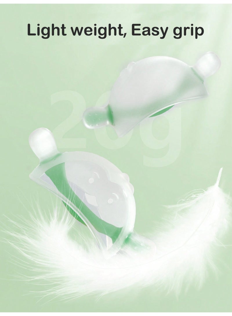 بيبي لاند قطعتان من عضاضات الأطفال، عضاضات ناعمة من السيليكون، ألعاب تسنين للأطفال، ألعاب تسنين للأطفال من السيليكون الآمن غذائيًا، عضاضة عضوية، ناعمة وآمنة للمضغ، تسكين آلام الأطفال، ألعاب مضغ مهدئة، ألعاب سيليكون سائلة قابلة للغلي (أخضر/برتقالي) - Image 4