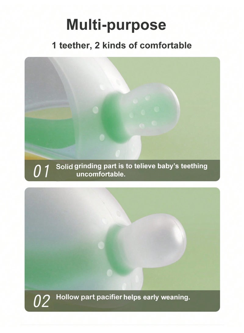بيبي لاند قطعتان من عضاضات الأطفال، عضاضات ناعمة من السيليكون، ألعاب تسنين للأطفال، ألعاب تسنين للأطفال من السيليكون الآمن غذائيًا، عضاضة عضوية، ناعمة وآمنة للمضغ، تسكين آلام الأطفال، ألعاب مضغ مهدئة، ألعاب سيليكون سائلة قابلة للغلي (أخضر/برتقالي) - Image 5
