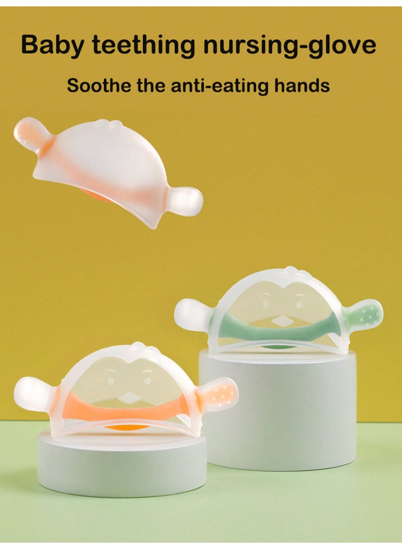 بيبي لاند قطعتان من عضاضات الأطفال، عضاضات ناعمة من السيليكون، ألعاب تسنين للأطفال، ألعاب تسنين للأطفال من السيليكون الآمن غذائيًا، عضاضة عضوية، ناعمة وآمنة للمضغ، تسكين آلام الأطفال، ألعاب مضغ مهدئة، ألعاب سيليكون سائلة قابلة للغلي (أخضر/برتقالي) - Image 3