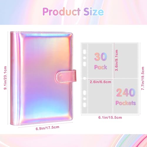 WITHYU A5 Kpop Photocard Binder with 30 Pack 4-Pocket Card Pages, 6 Ring A5 Binder Card Collector Album with 240 Card Slots,PU Leather Binder Cover with Magnetic Buckle Closure for Organizing Trading Card - Image 5