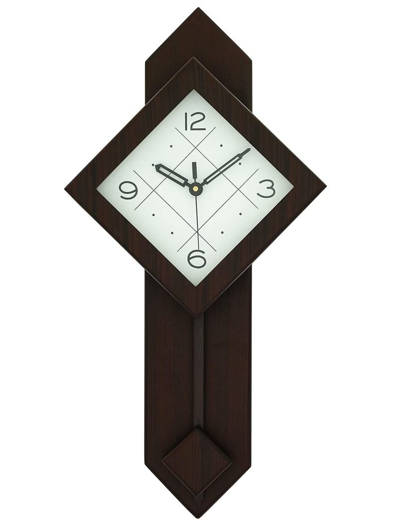 CHRONIKLE Decorative Vertical Wooden Case Square Dial Analog Pendulum Wall Clock for Living Room Home Decorations Office Gifts (Size: 26 x 7 x 52 CM | Weight: 960 Gram | Color: Rosewood) - Image 1