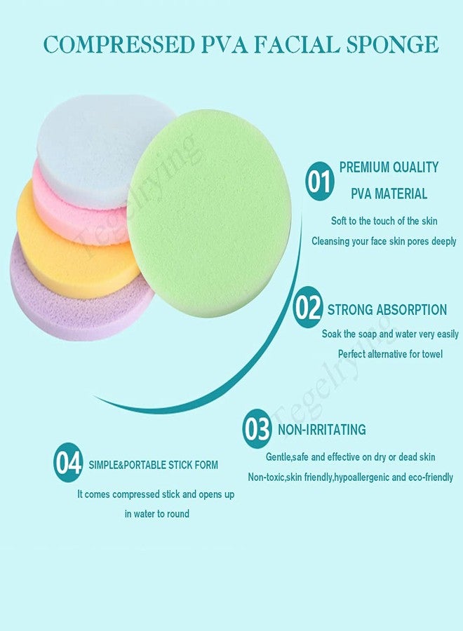 FITINI Facial Sponge Compressed Makeup Remover 120 Count Wash Pads Round Soft Face Cleansing Sponges for Woman Exfoliating Mask,Makeup Removal,Spa Cleaning,Yellow,Pink,Blue,Purple,Green - Image 5