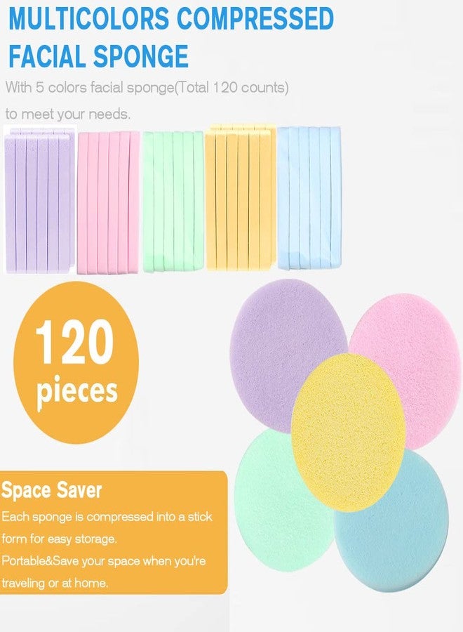 FITINI Facial Sponge Compressed Makeup Remover 120 Count Wash Pads Round Soft Face Cleansing Sponges for Woman Exfoliating Mask,Makeup Removal,Spa Cleaning,Yellow,Pink,Blue,Purple,Green - Image 4