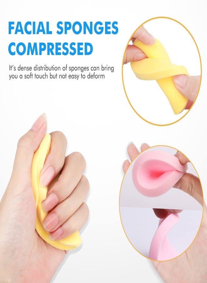 FITINI Facial Sponge Compressed Makeup Remover 120 Count Wash Pads Round Soft Face Cleansing Sponges for Woman Exfoliating Mask,Makeup Removal,Spa Cleaning,Yellow,Pink,Blue,Purple,Green - Image 3