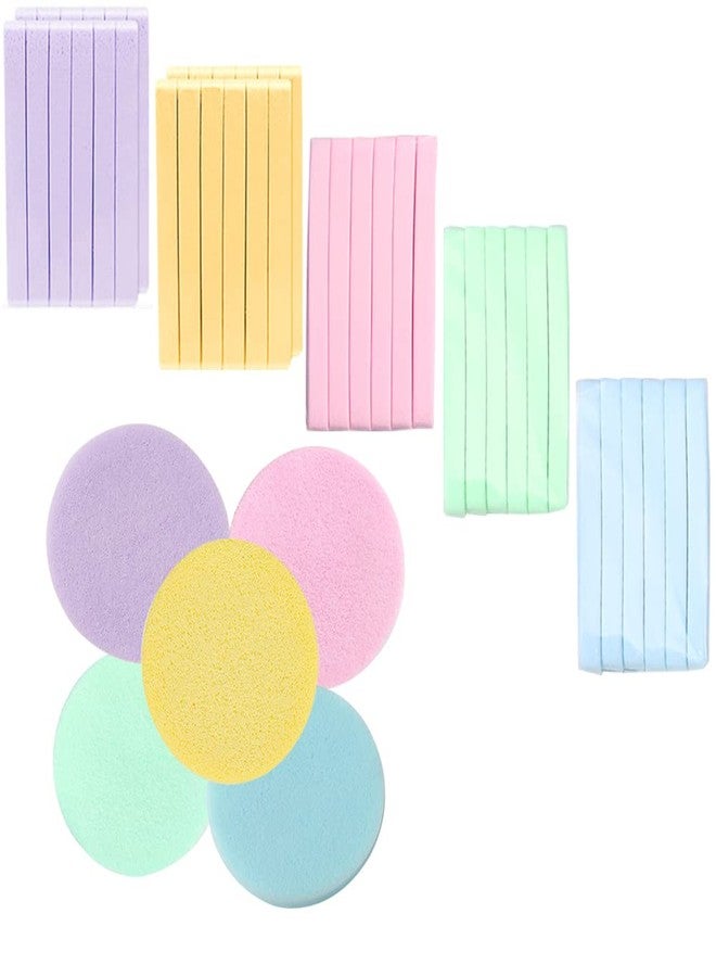 FITINI Facial Sponge Compressed Makeup Remover 120 Count Wash Pads Round Soft Face Cleansing Sponges for Woman Exfoliating Mask,Makeup Removal,Spa Cleaning,Yellow,Pink,Blue,Purple,Green - Image 1