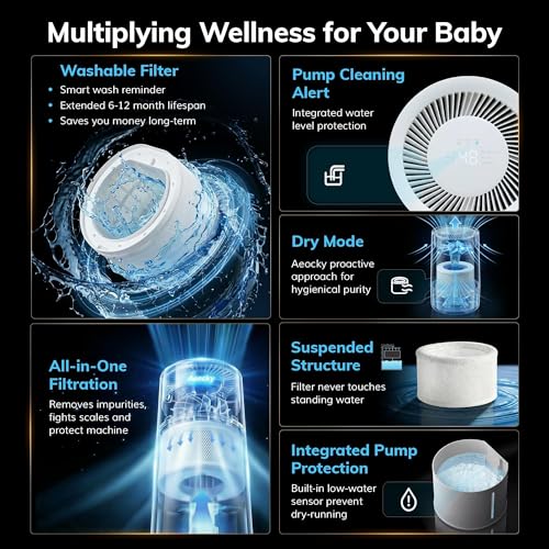 AEOCKY Mist-Free Evaporative Humidifier, No White Dust for Baby, 4.5L Humidifiers with Auto, Dry Filter, Self-Clean, Power & Sleep Mode, Timer for Bedroom, Home, Nursery - Image 3