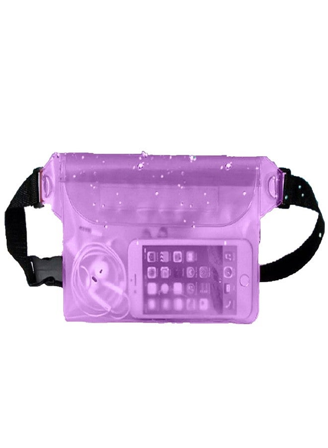 Desi Rang Waterproof Big Pouch Bag Cover for rain Swimming Water All Mobile Phone, All Small Camera, Wallets, ID Card with Waist Strap for All Waist Size, Color : Purple - Image 1