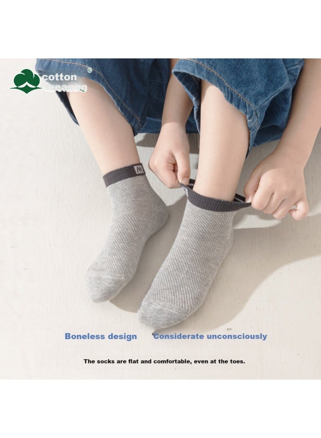 Cotton weapons Mianwuqi Children's Socks, Student Socks For Boys And Girls, Pure Cotton, Odor-resistant And Sweat-absorbing Socks, White Mid-calf Socks For Boys And Girls, Big Kids - Image 1