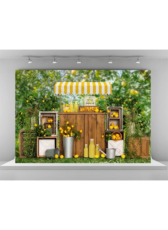 Kate 7x5ft Summer Lemon Shop Backdrops for Photography Lemonade Theme Party Decoration Background Lemon Juice Lemon Tree Backgrounds Sweet Baby 1st Birthday Party Studio Backdrop - Image 1